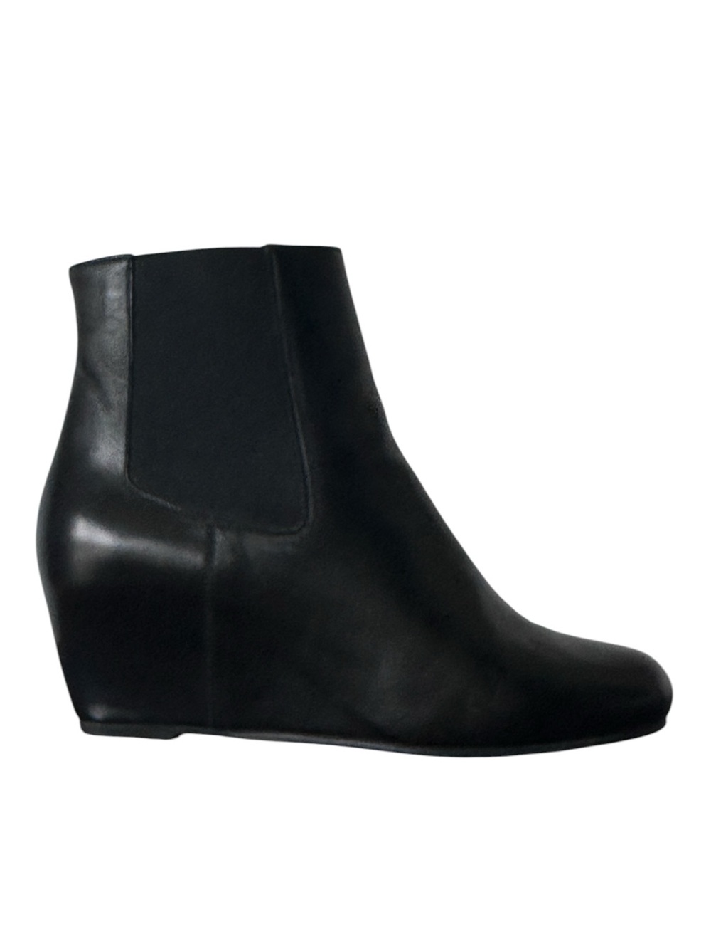 Stuart Weitzman Women's Nusocks Buttery Black Leather Chelsea Wedge Ankle Boot 9